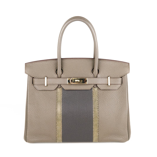 Hermes｜Birkin 30 Club Togo/Lizard  Etain/Graphite/Vert Olive  2011