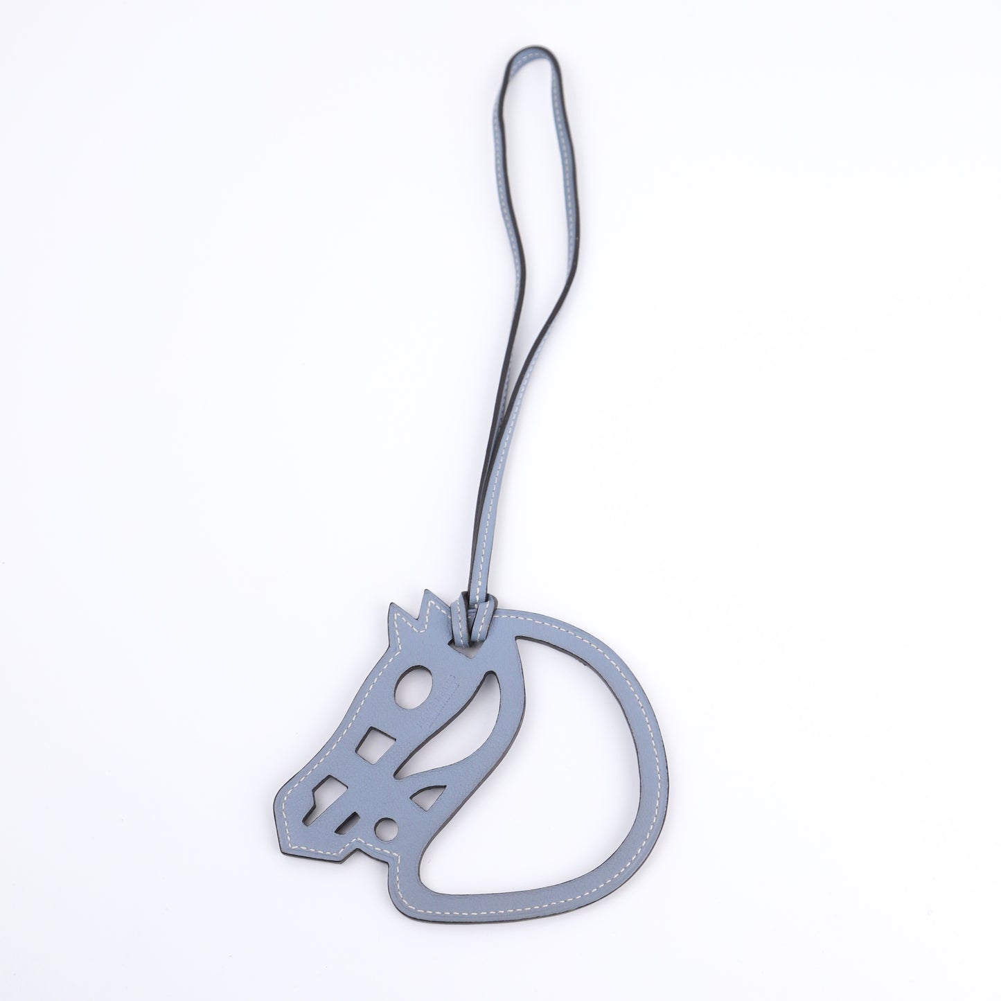 Hermes Paddock Shubal Horse Charm in Bleu Lin Swift, front view