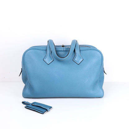 Hermes｜ Victoria 35 Handbag Taurillon Clemence Blue Jean 2007
