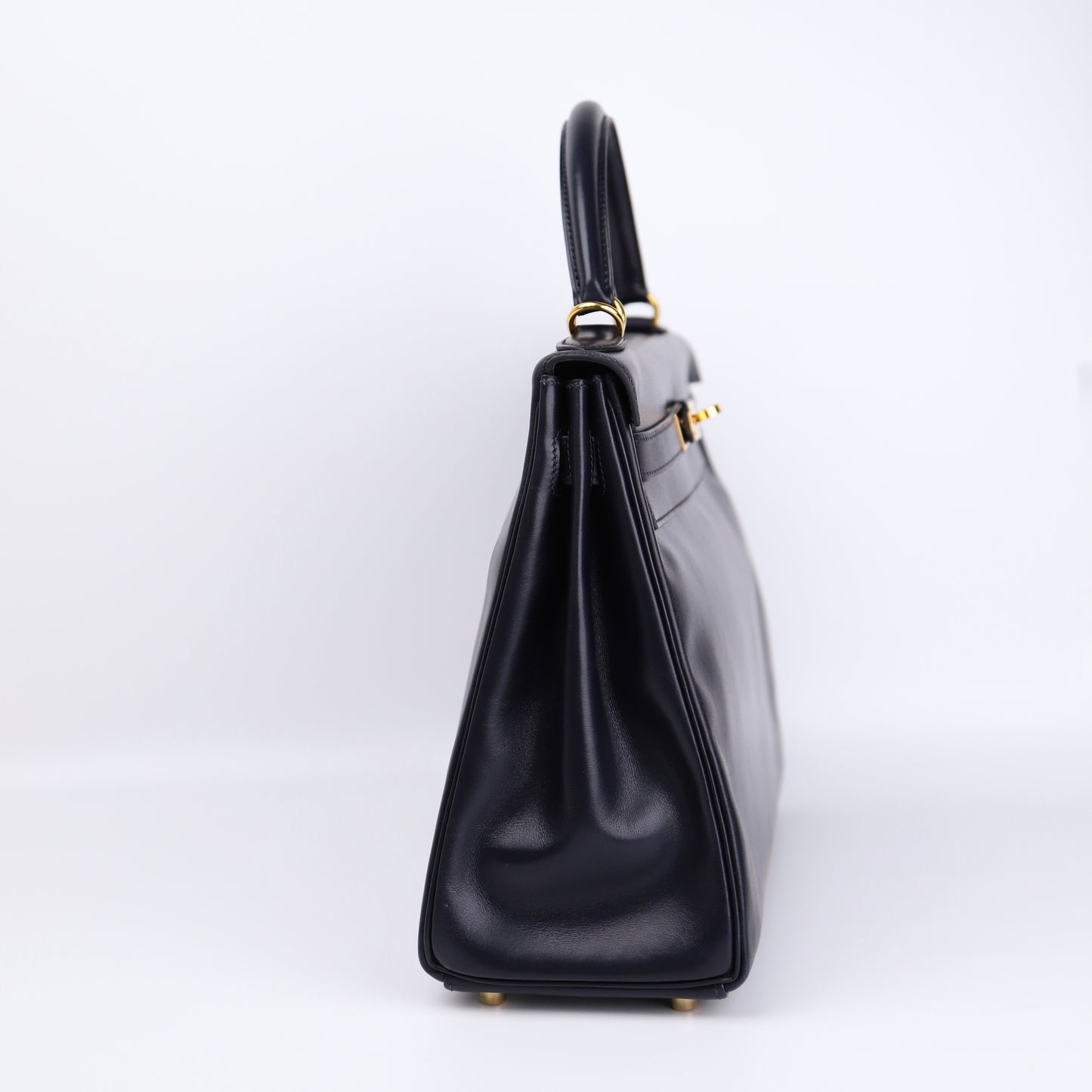 Hermes Kelly 32 in Box Calf Blue Marine 2000, left side