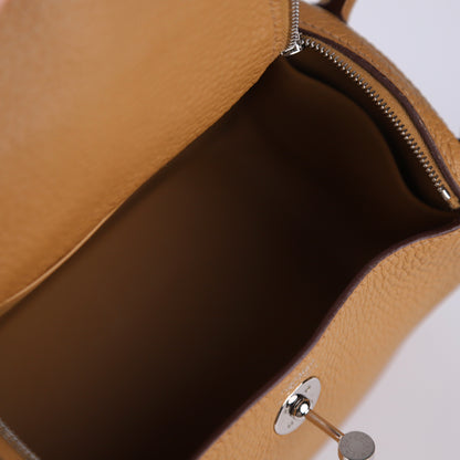 Hermes Lindy Mini in Biscuit Taurillon Clemence Shoulder Bag 2023, inside