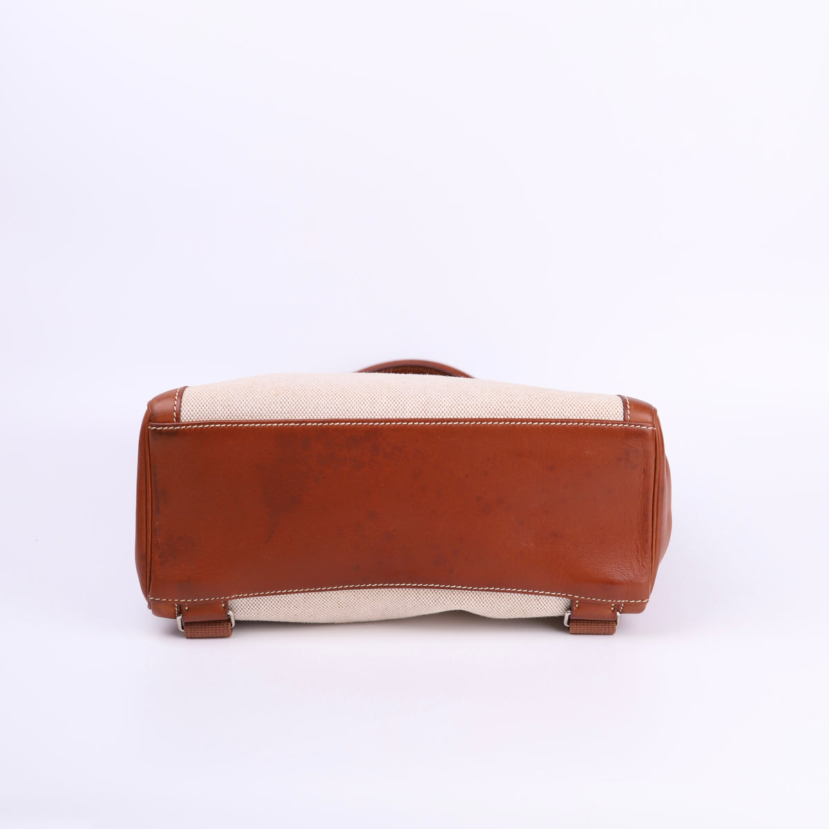 Hermes Kelly Ado GM Backpack in Barenia/Canvas Fauve 2001 PHW,bottom