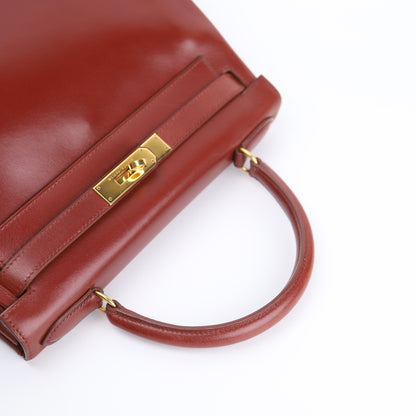 Hermes Kelly 28 Handbag in Box Calf Rouge H 1996,handle