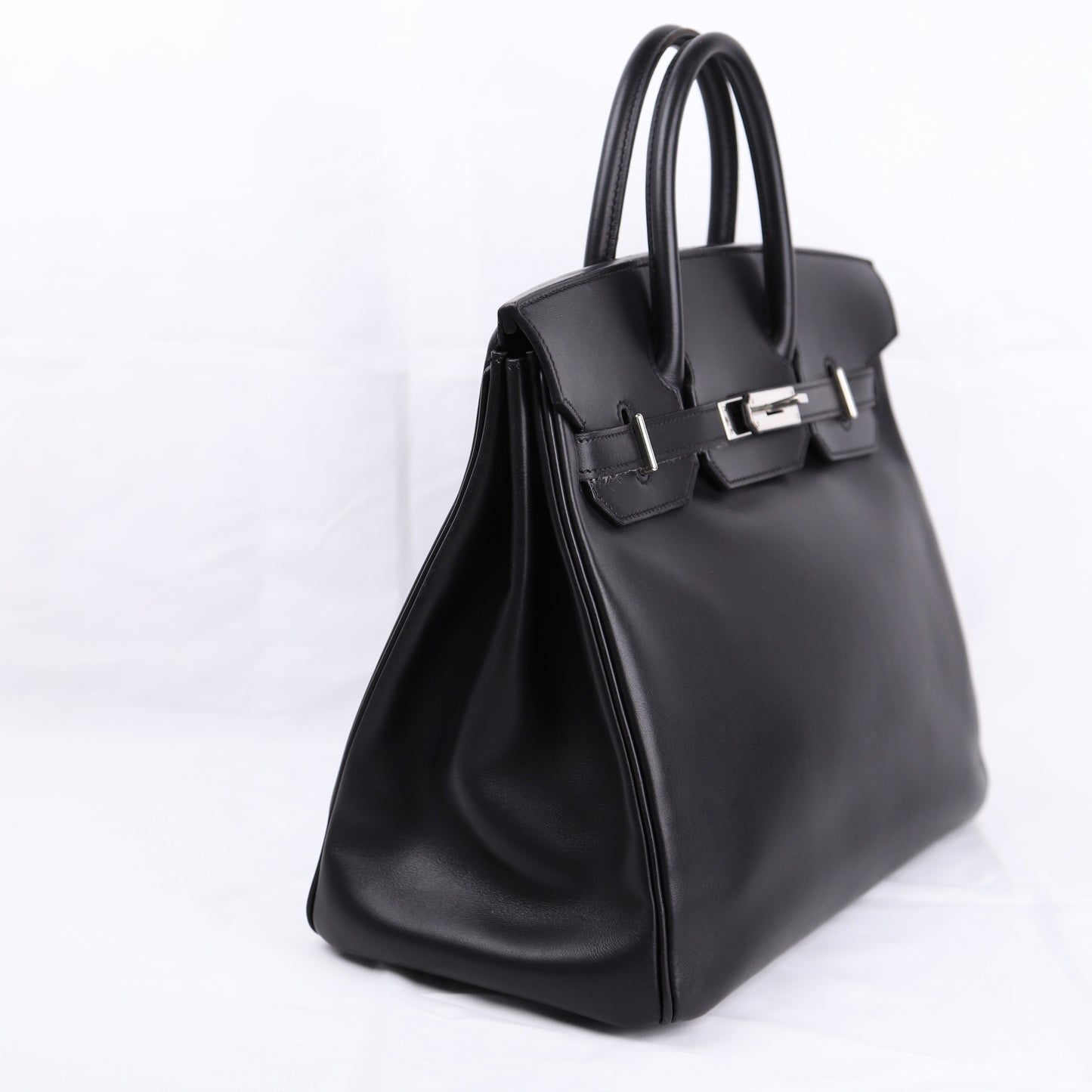 Hermes Hac 32 Handbag in Evercalf Black 2009，left side