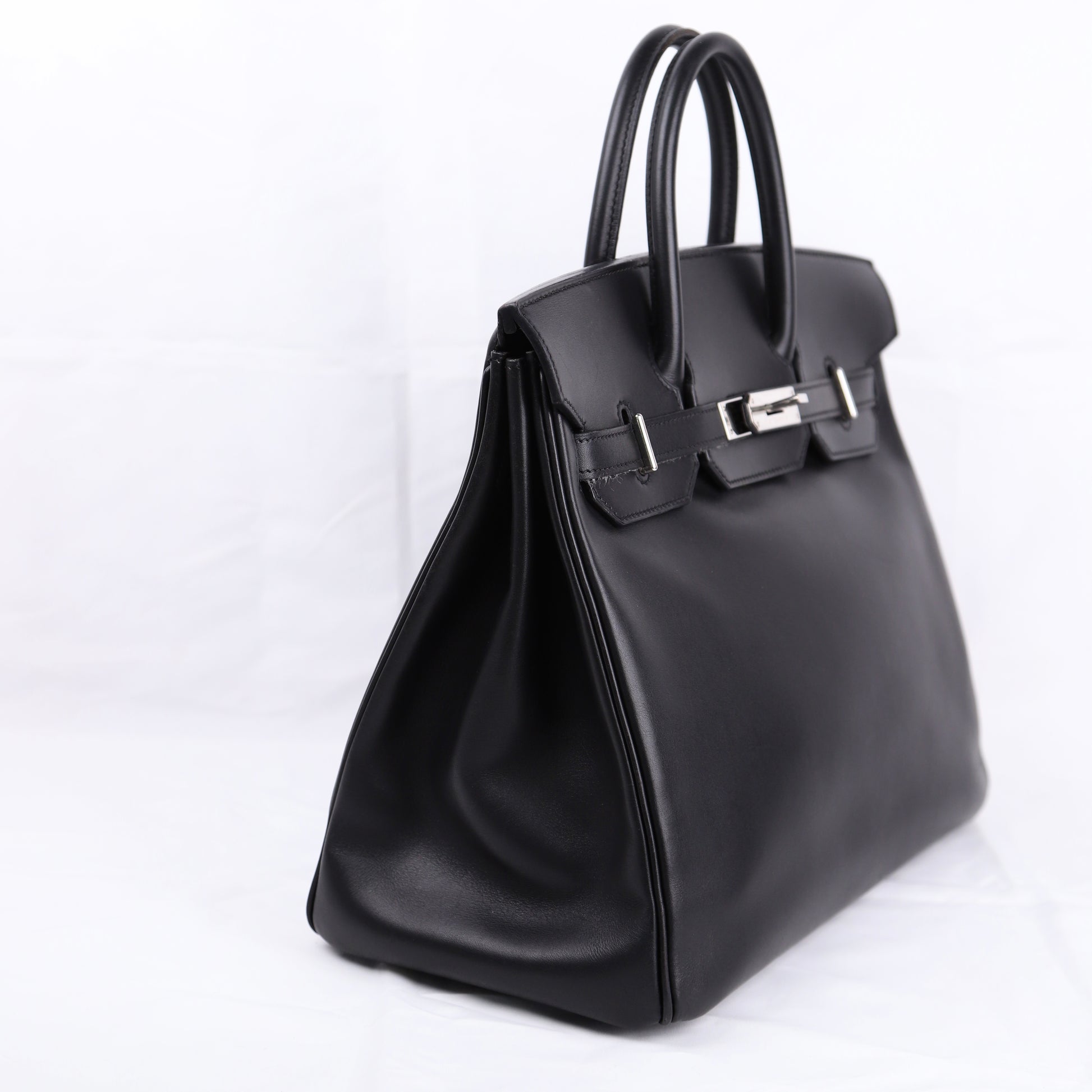 Hermes Hac 32 Handbag in Evercalf Black 2009，left side