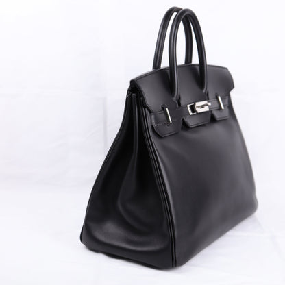 Hermes Hac 32 Handbag in Evercalf Black 2009，left side