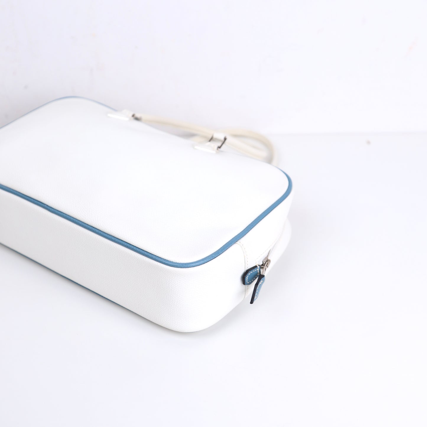 Hermes｜Plume Elan 28 Handbag Blanc/Blue Jean Epsom 2006