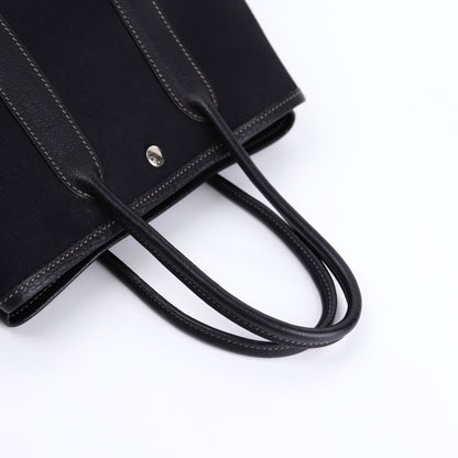 Hermes Garden Party TTPM Handbag in Black Buffalo/Canvas 2004, handle