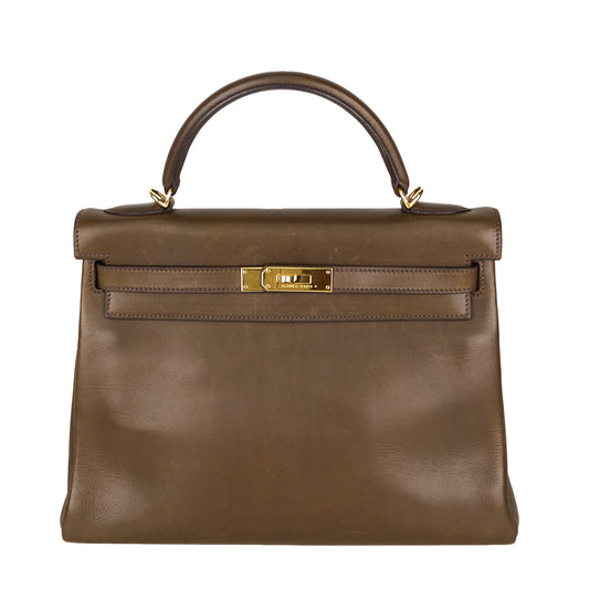 Hermes｜ Kelly 32  Handbag Barenia Vert Olive 2001