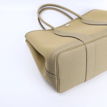 Hermes Garden Party TPM Handbag in  Poussiere Buffalo/Canvas 2022,corner1