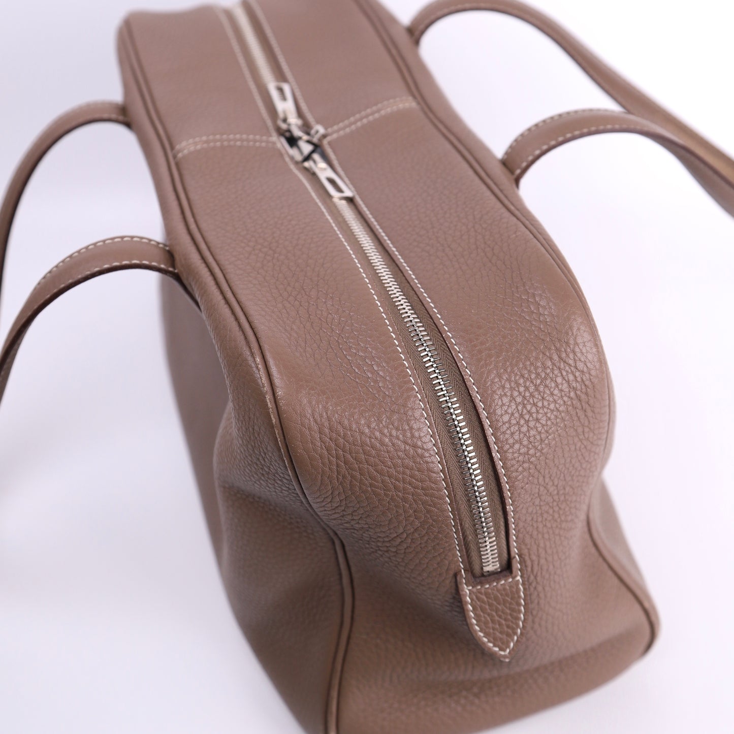 Hermes Victoria 35 Handbag in Taurillon Clemence Etoupe 2015,zipper