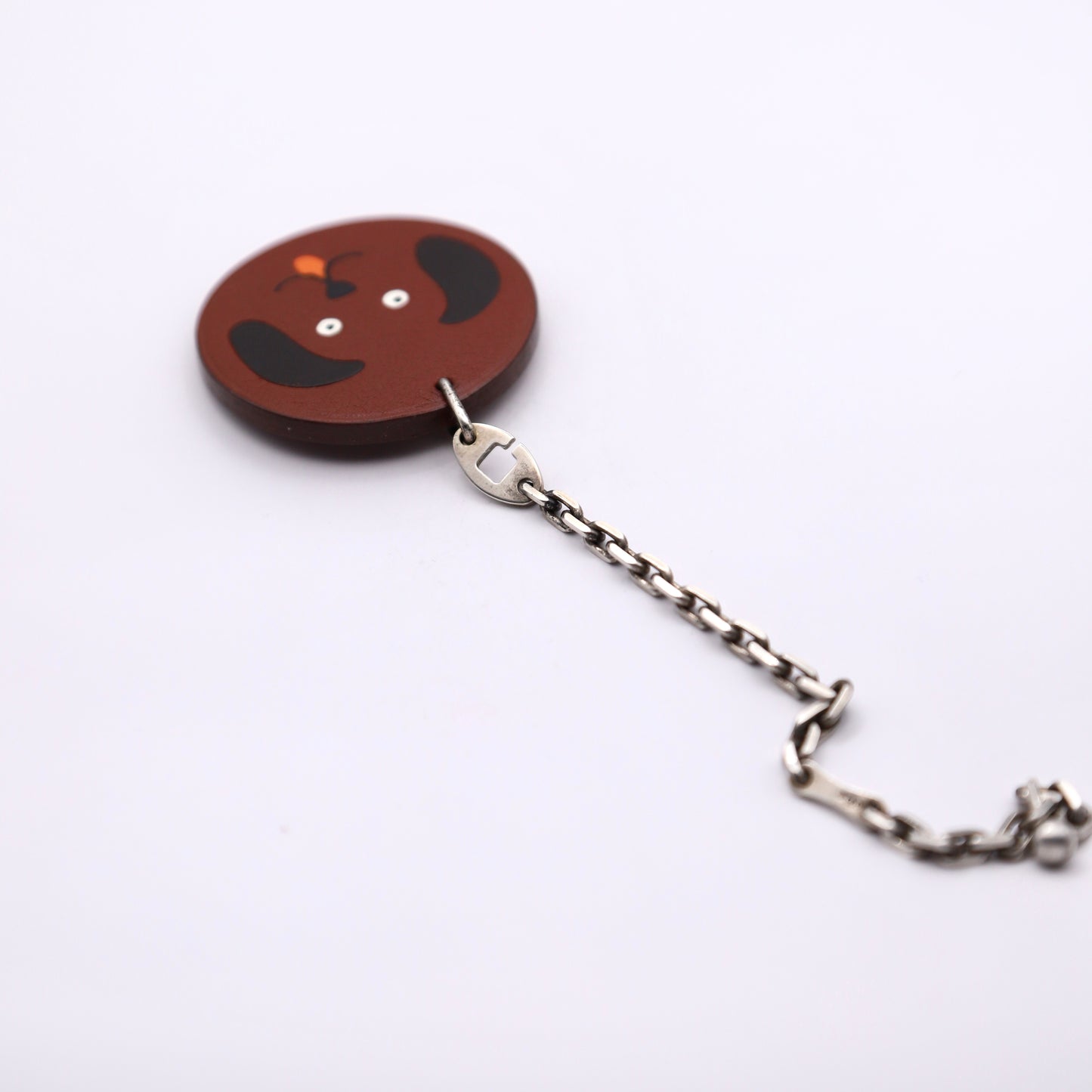 Hermes S925 Chain Bag Charm Dog in Chevre Rouge H,chain