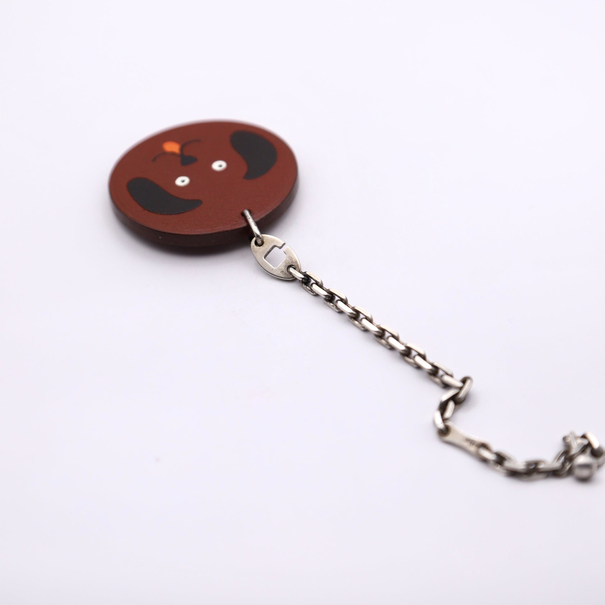 Hermes S925 Chain Bag Charm Dog in Chevre Rouge H,chain