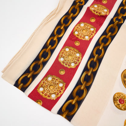 Christian Dior |  Vintage  beige Jewelry Motif Silk Scarf