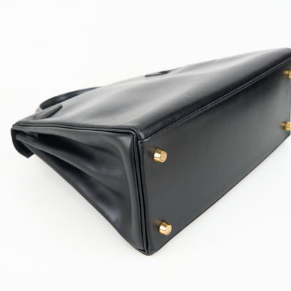 Hermes｜ Kelly 28 Handbag Box calf  Black 2000