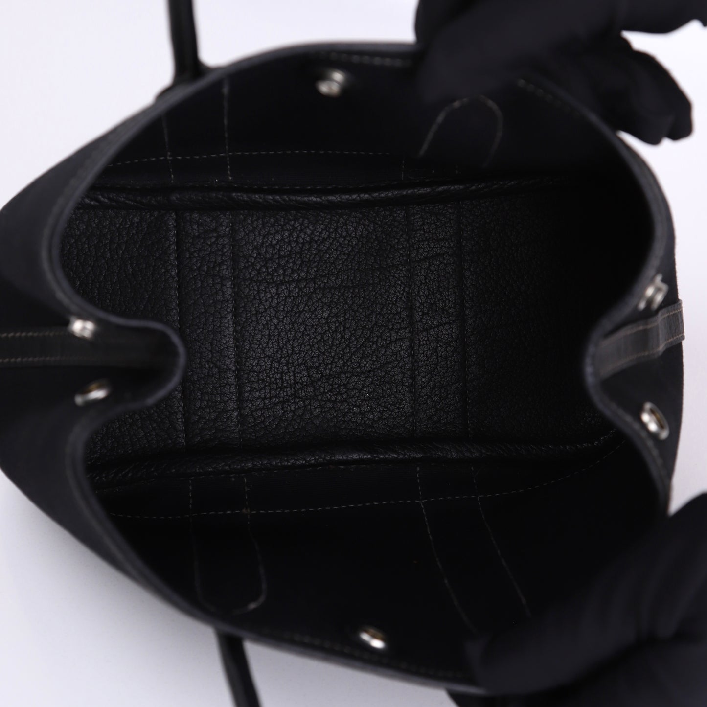 Hermes Garden Party TTPM Handbag in Black Buffalo/Canvas 2004,inside