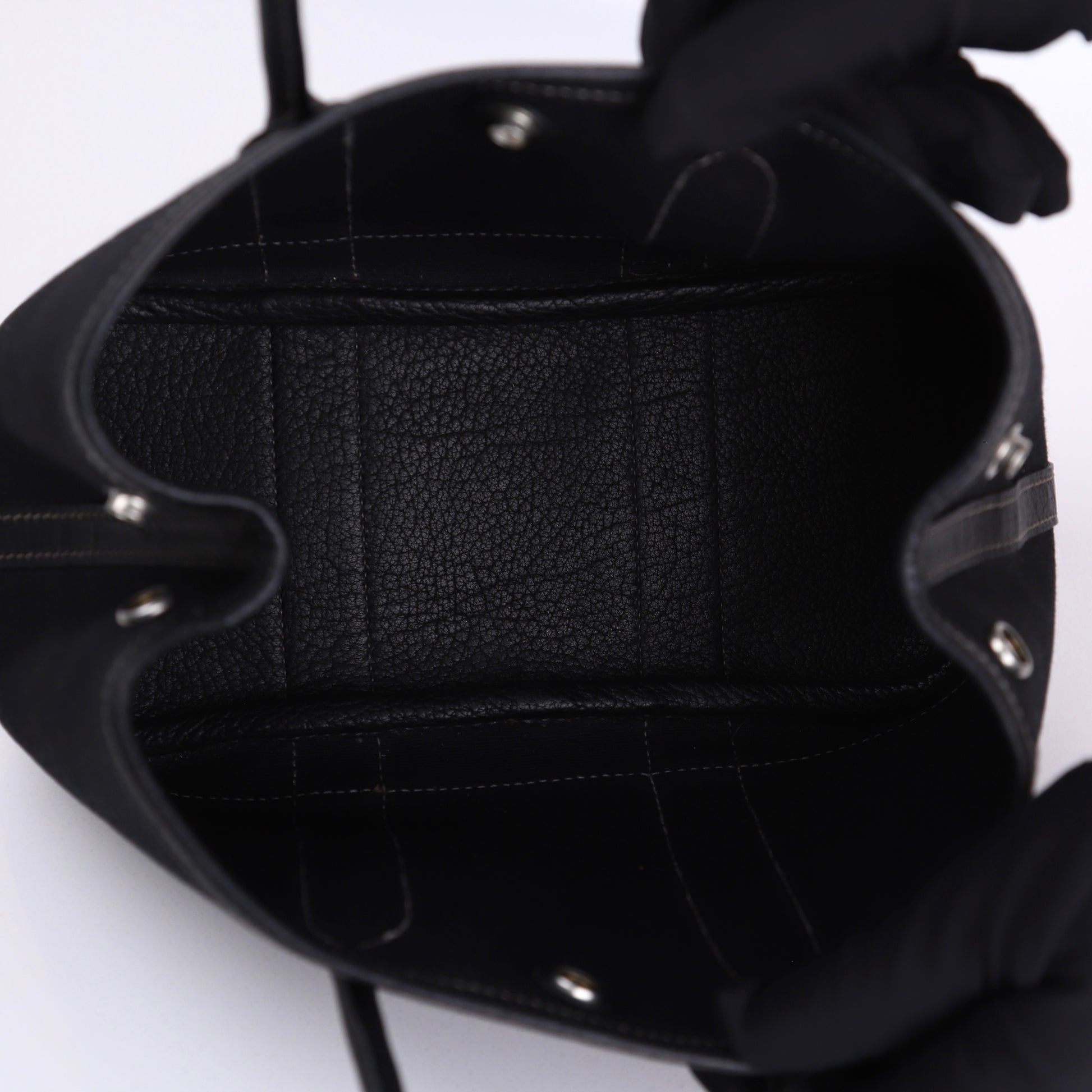 Hermes Garden Party TTPM Handbag in Black Buffalo/Canvas 2004,inside