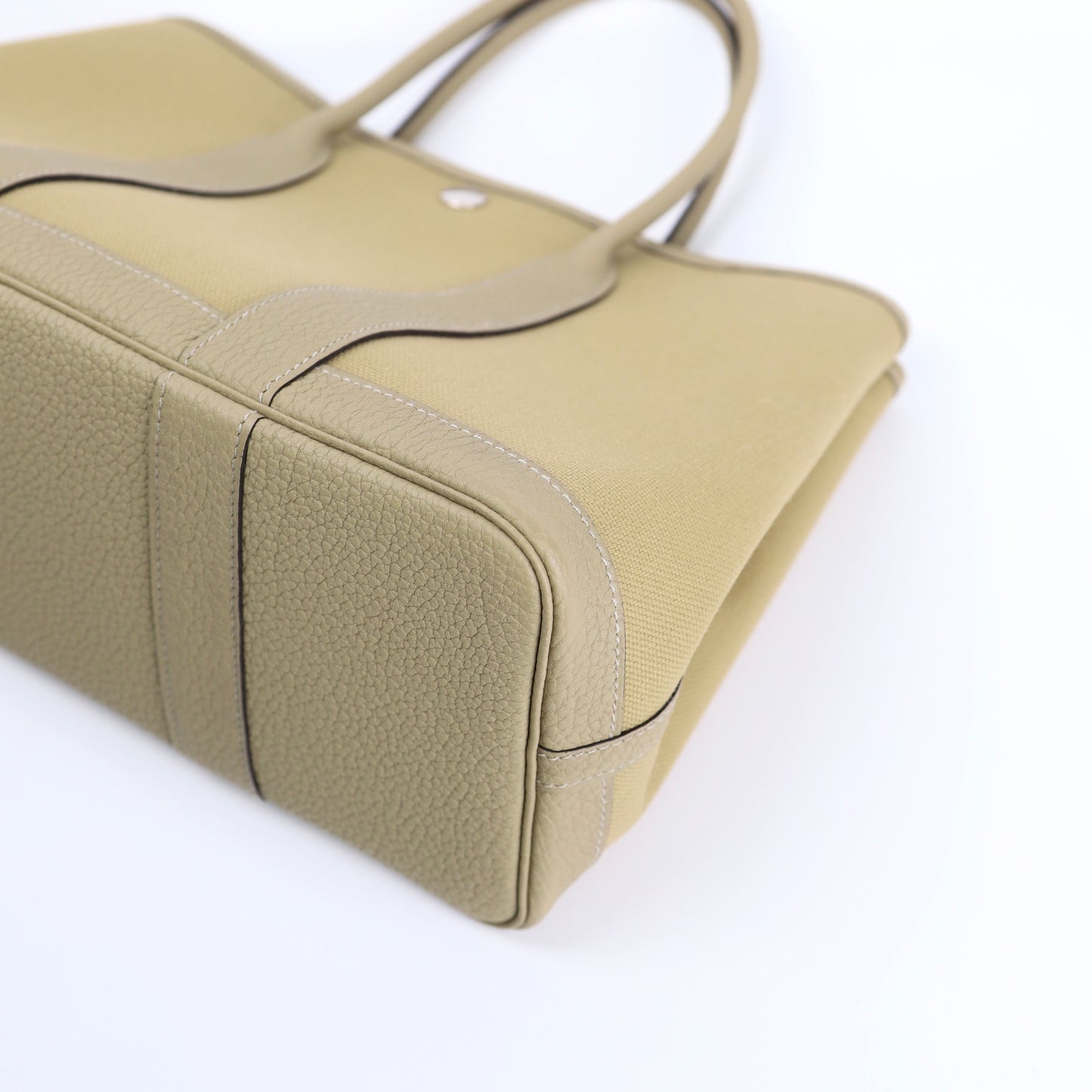 Hermes Garden Party TPM Handbag in  Poussiere Buffalo/Canvas 2022, corner4