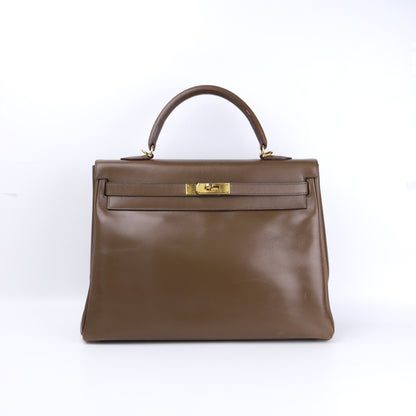 Hermes Kelly 35 Handbag Box Calf Olive Vert 2008, front view