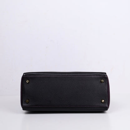 Hermes｜Special Order Kelly 28 Handbag Black/Raisin Cherve 2019