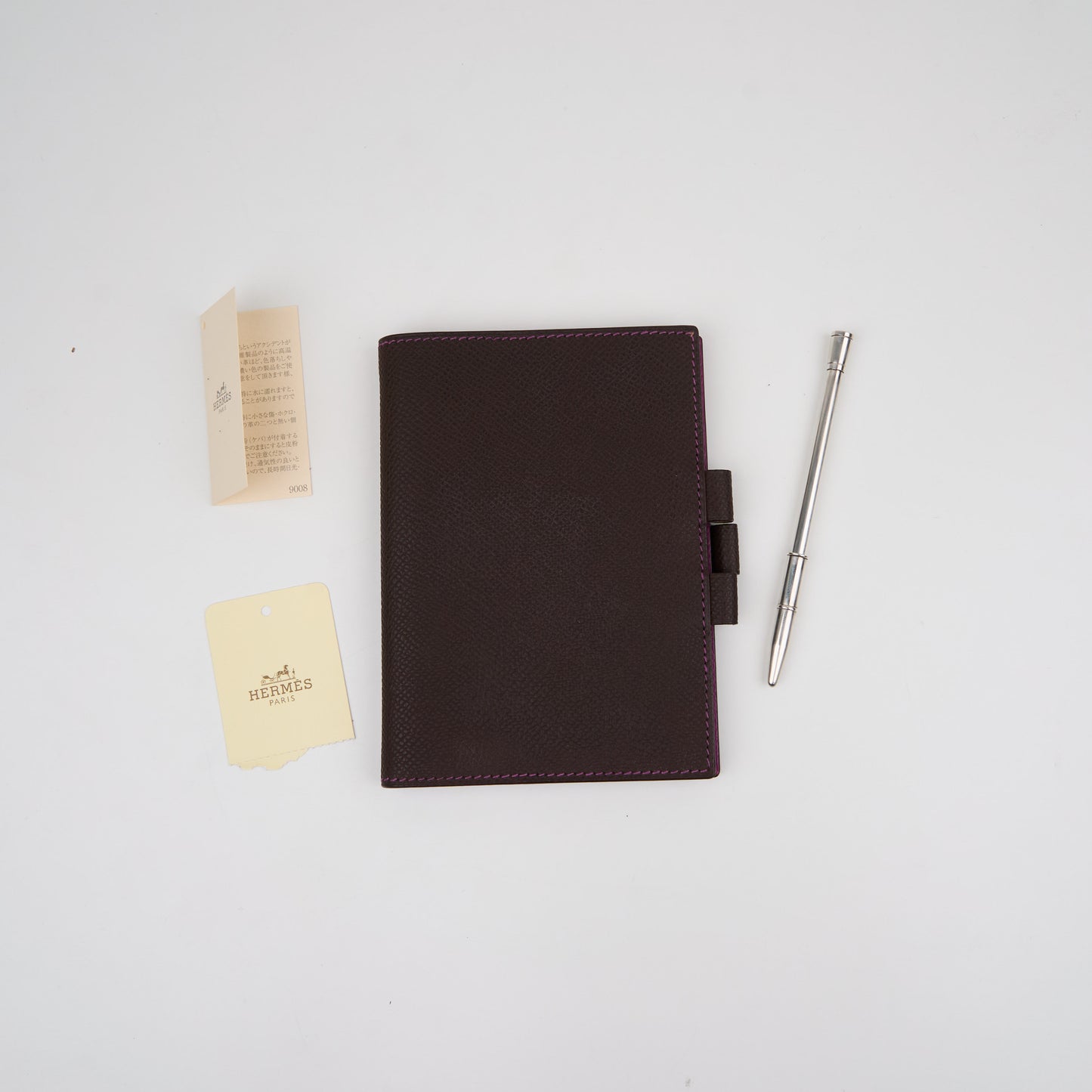 Hemres| Journal Case Passport Cover  Epsom Chocolat Cyclamen 2006