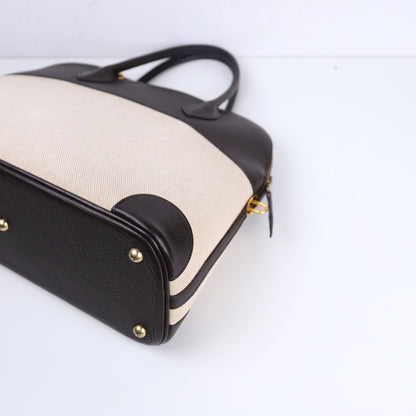 Hermès Bolide 35 2-way handbag in Ebene Taurillon Clemence and Toile,corner view 4