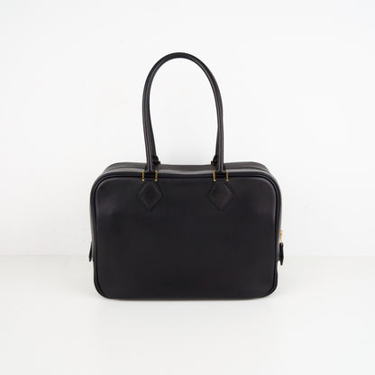 Hermes｜Plume 28 Handbag Evergrain  Black/Orange Poppy  2016