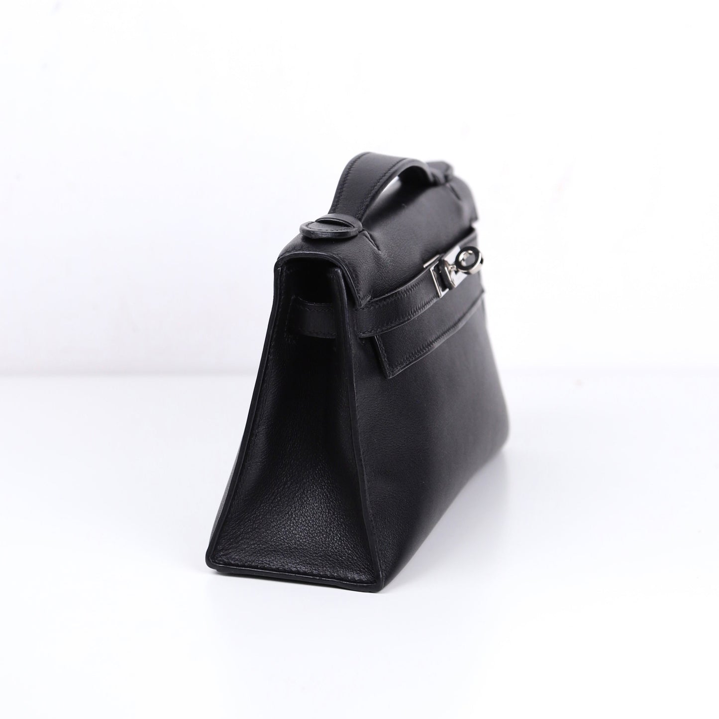 Hermes｜Kelly Pochette Black Handbag Evergrain 2008