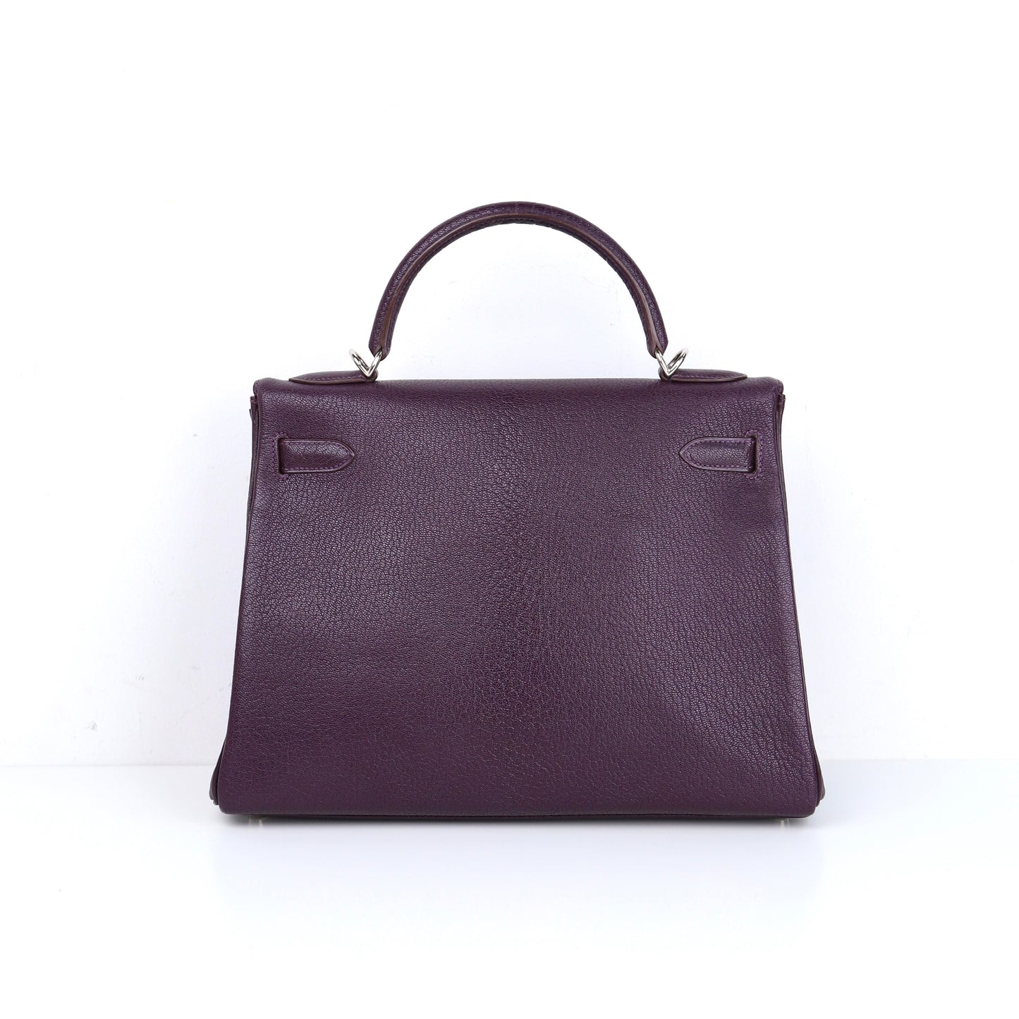 Hermes Kelly 32 Handbag  in Cassis Chevre/Coromandel 2002, back view