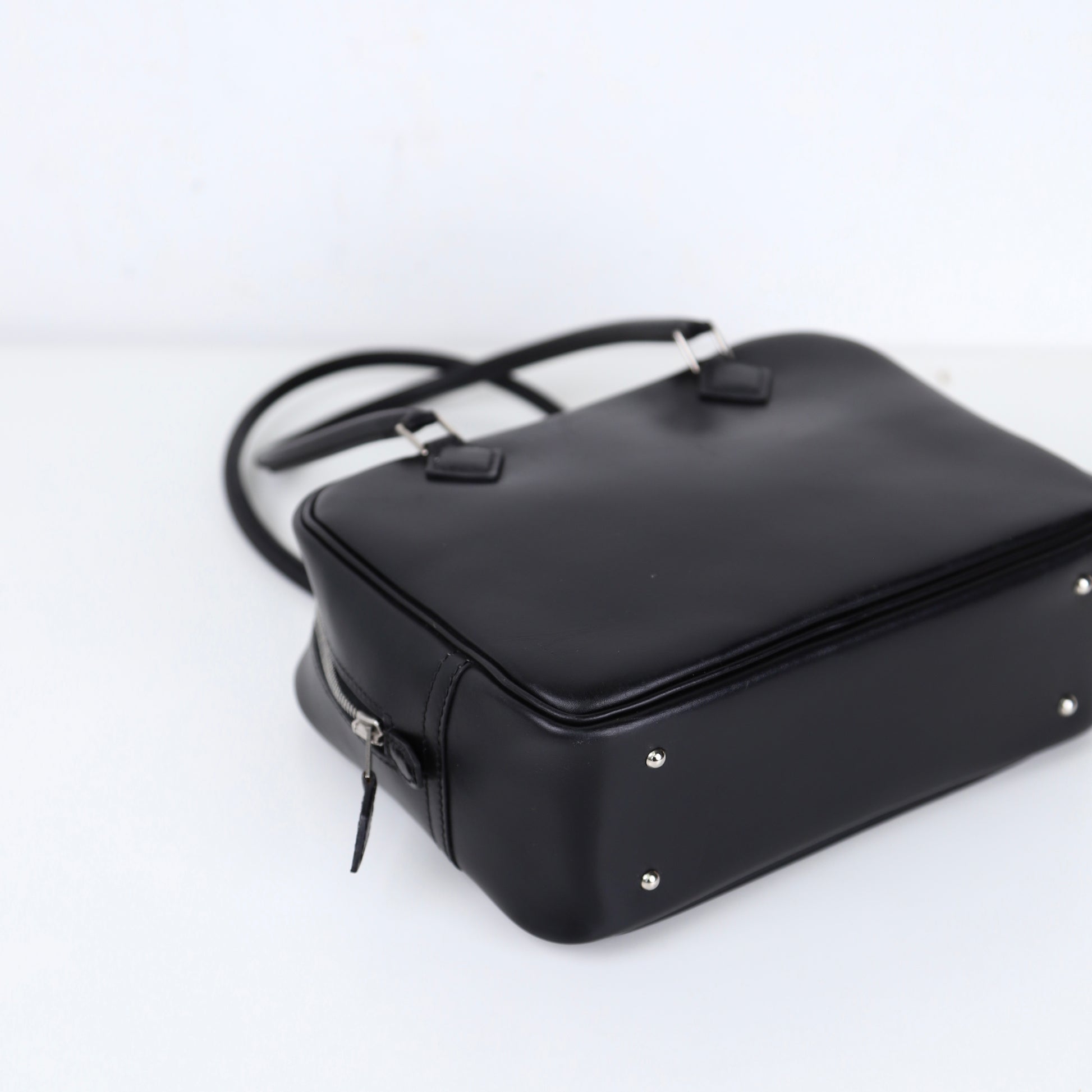 Hermes Plume Mini  Handbag in Box Calf Black 2002,corner3
