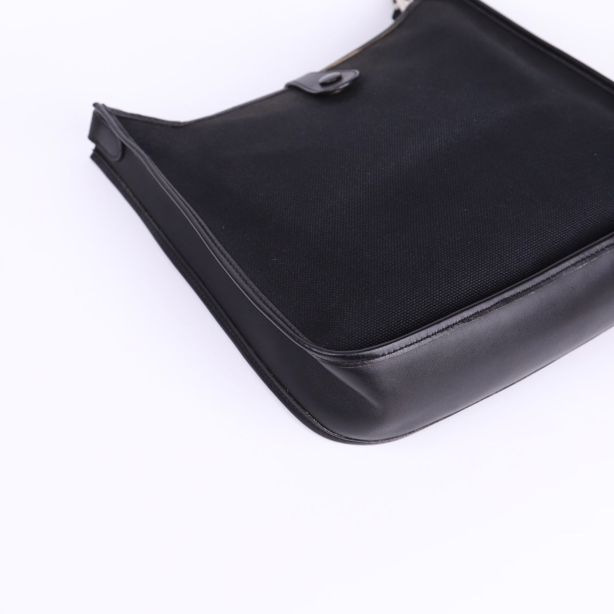 Hermes Evelyne PM in Black Box Calf Toile  2004 PHW