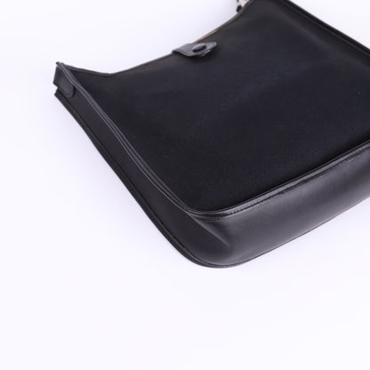 Hermes Evelyne PM in Black Box Calf Toile  2004 PHW
