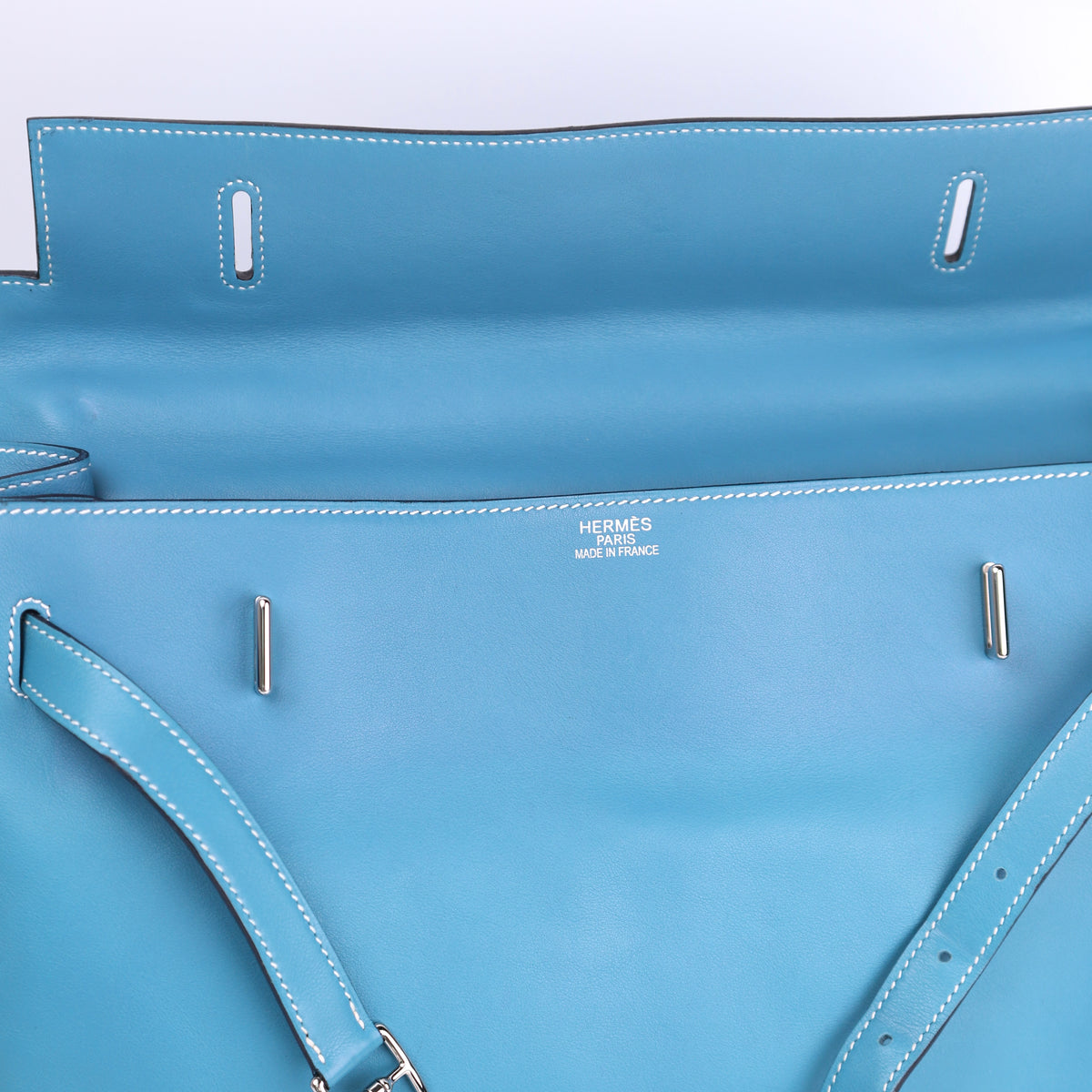 Hermes Kelly Flat 35 in Swift Blue Jean 2007 PHW ,logo