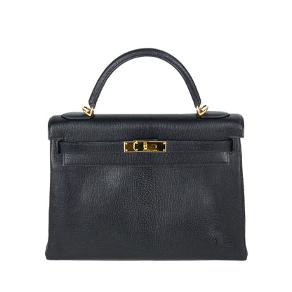 Hermes｜ Kelly 32 Handbag Black Cherve  2003
