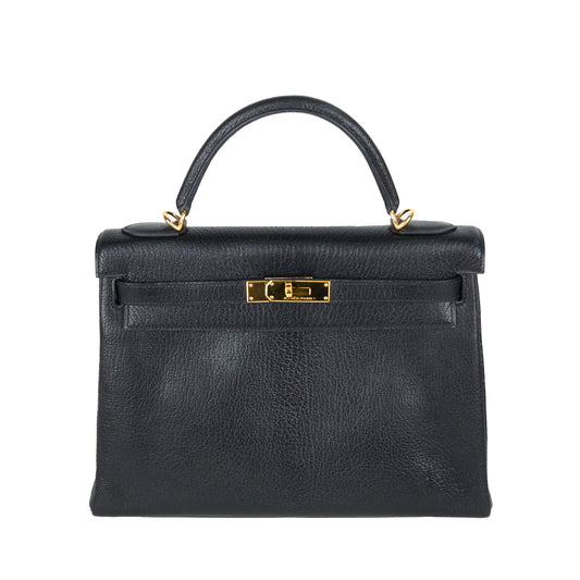 Hermes｜ Kelly 32 Handbag Black Cherve  2003