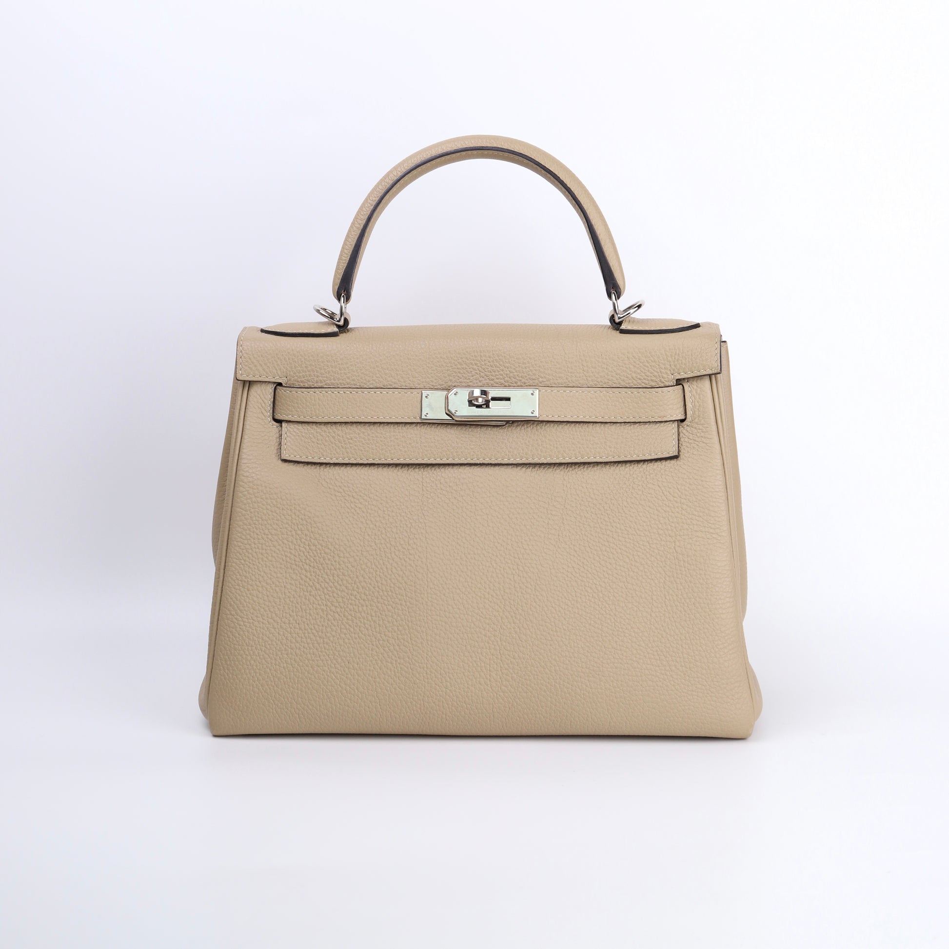 Hermes Kelly 28 Handbag in Togo Trench 2017，front view
