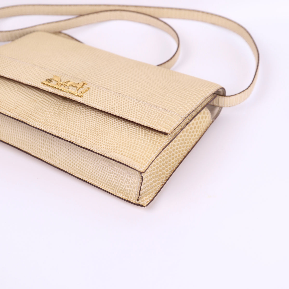 Hermes Vintage 2Way Shoulder Bag in Lizard 1986,corner2