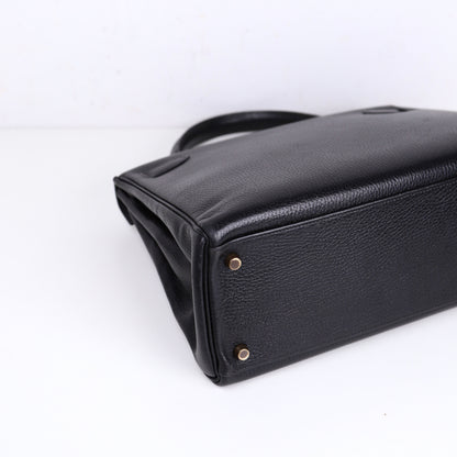 Hermes Kelly 32 Handbag in Vachette Ardennes  Black 1991，corner3