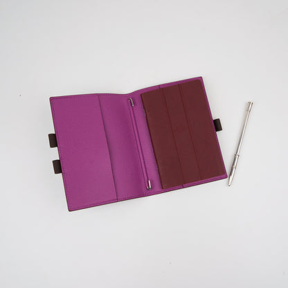 Hemres| Journal Case Passport Cover  Epsom Chocolat Cyclamen 2006