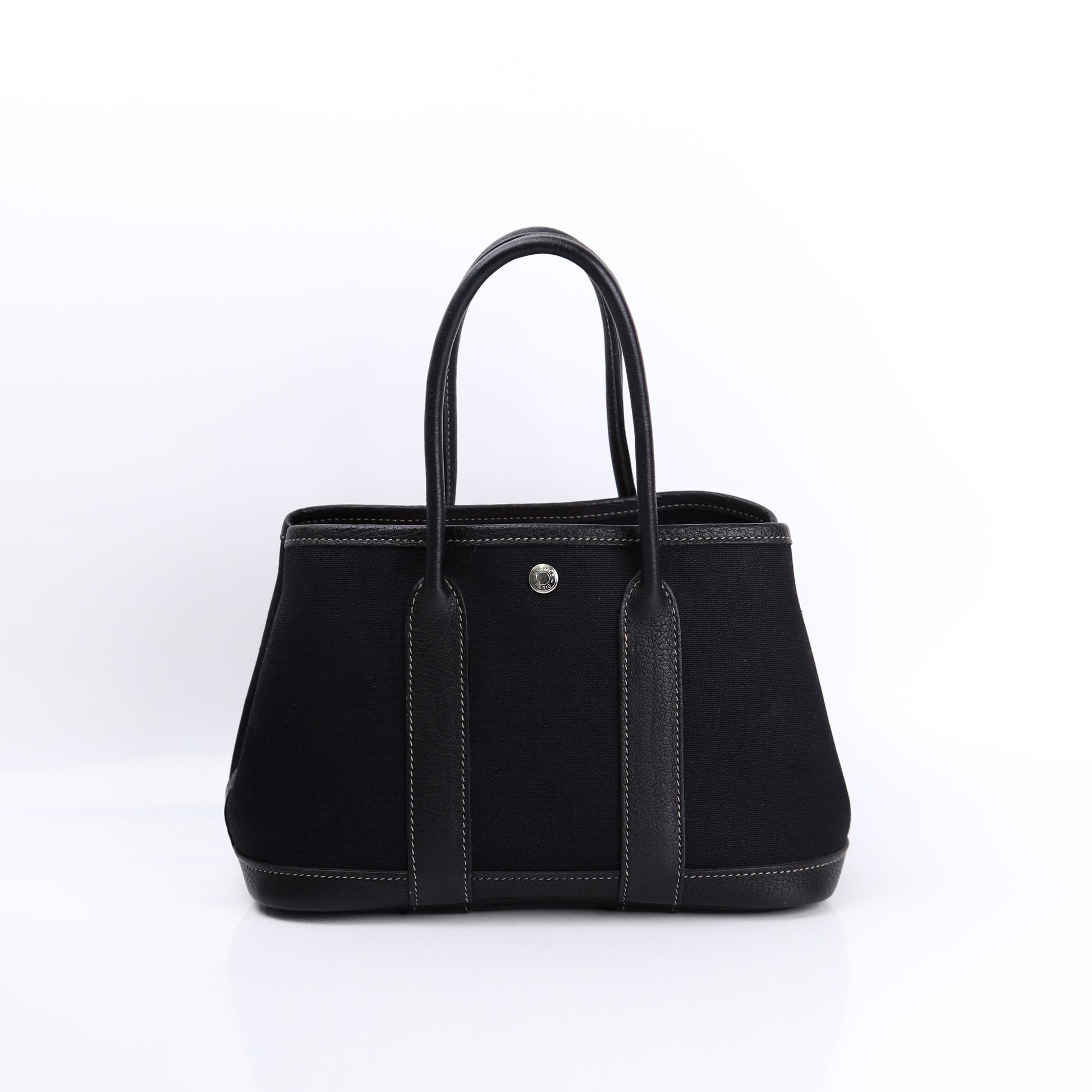 Hermes Garden Party TTPM Handbag in Black Buffalo/Canvas 2004, back view