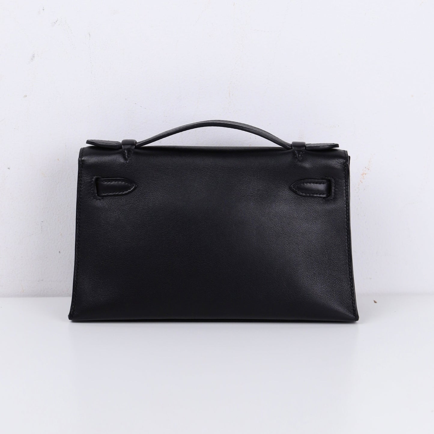 Hermes｜Kelly Pochette Black Handbag Evergrain 2008