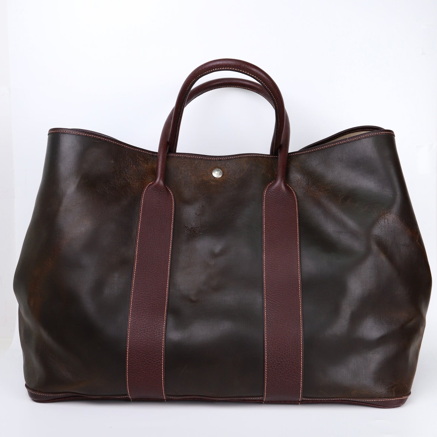 Hermes Garden Party GM Handbag in Brown Amazonia, back view
