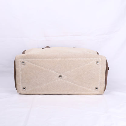 Hermes Victoria 35 Handbag in Taurillon Clemence/Toile Etoupe ,bottom view 