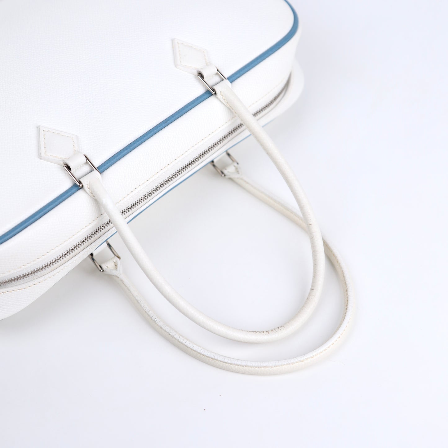 Hermes｜Plume Elan 28 Handbag Blanc/Blue Jean Epsom 2006