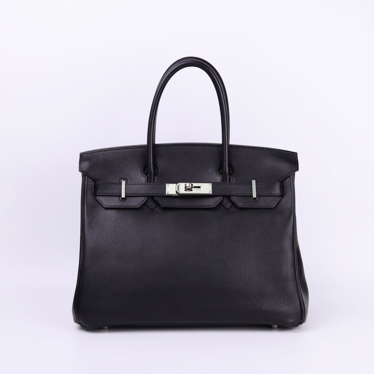 Hermes Birkin 30 in Evercolor Black 2008 PHW, front view