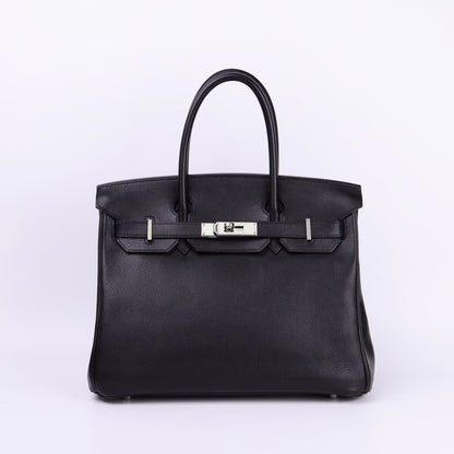 Hermes Birkin 30 in Evercolor Black 2008 PHW, front view