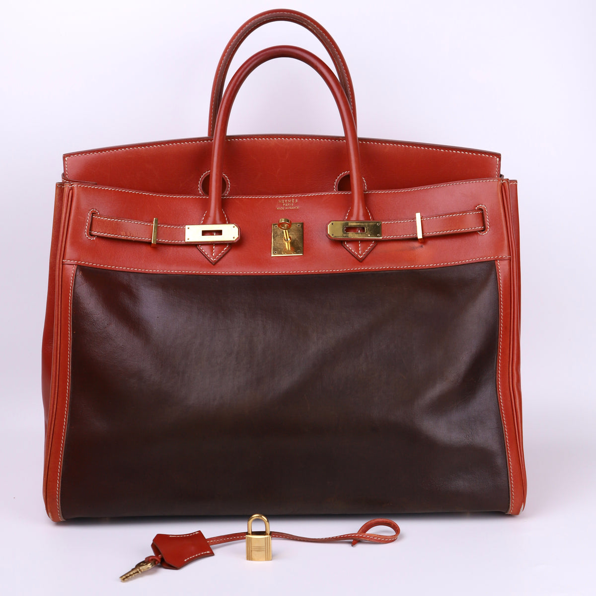Hermes Birkin 40 in Boxcalf/Amazonia Brique/Brown 1999 GHW，full view