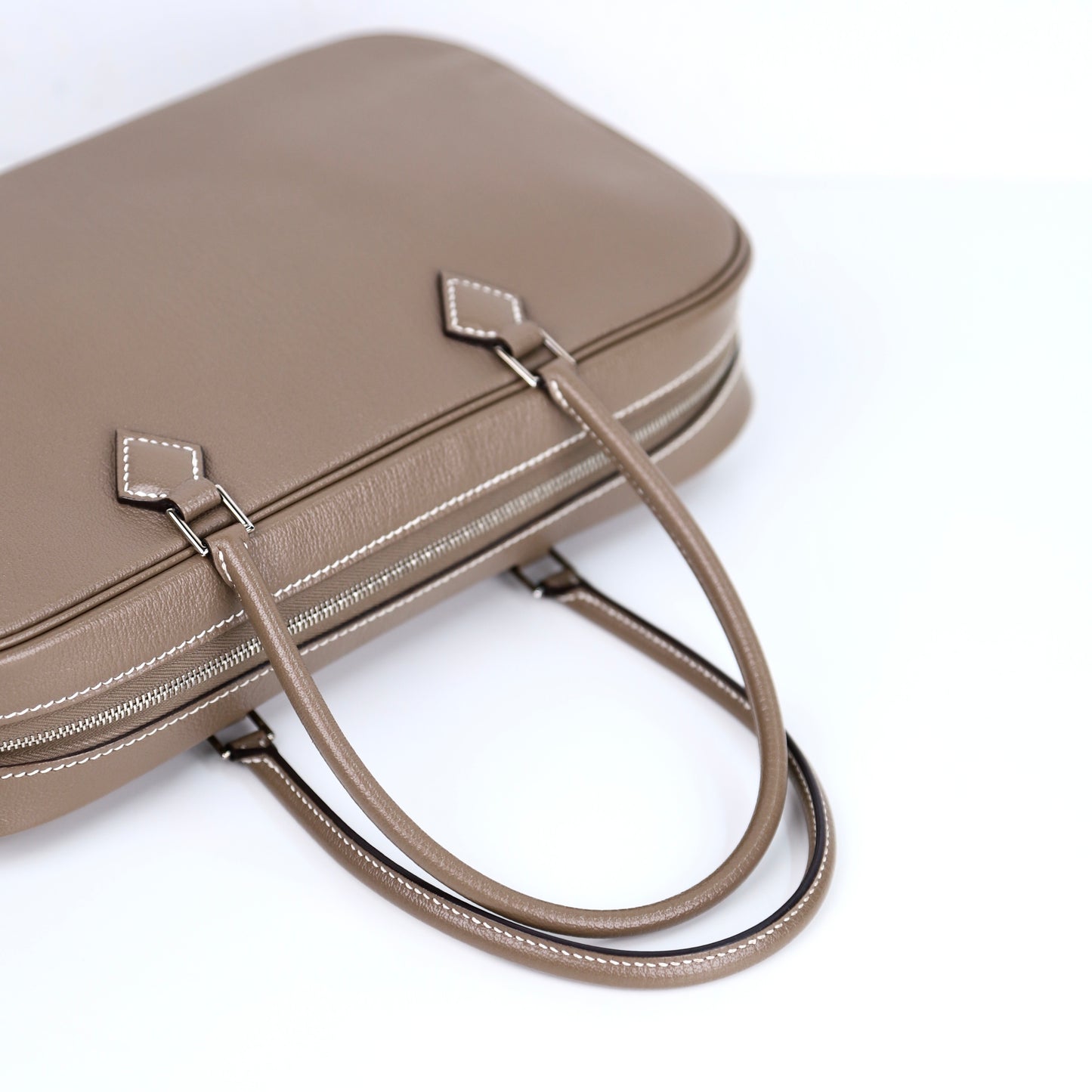 Hermes Plume elan 28 Handbag in Etoupe Chevre/Mysore 2016,handle