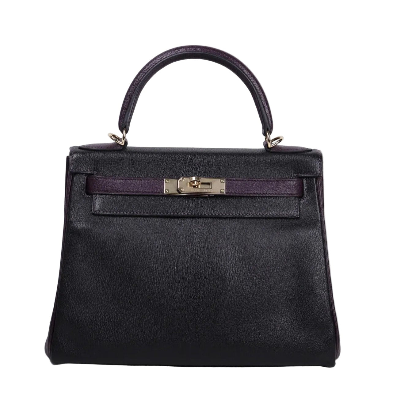 Hermes｜Special Order Kelly 28 Handbag Black/Raisin Cherve 2019