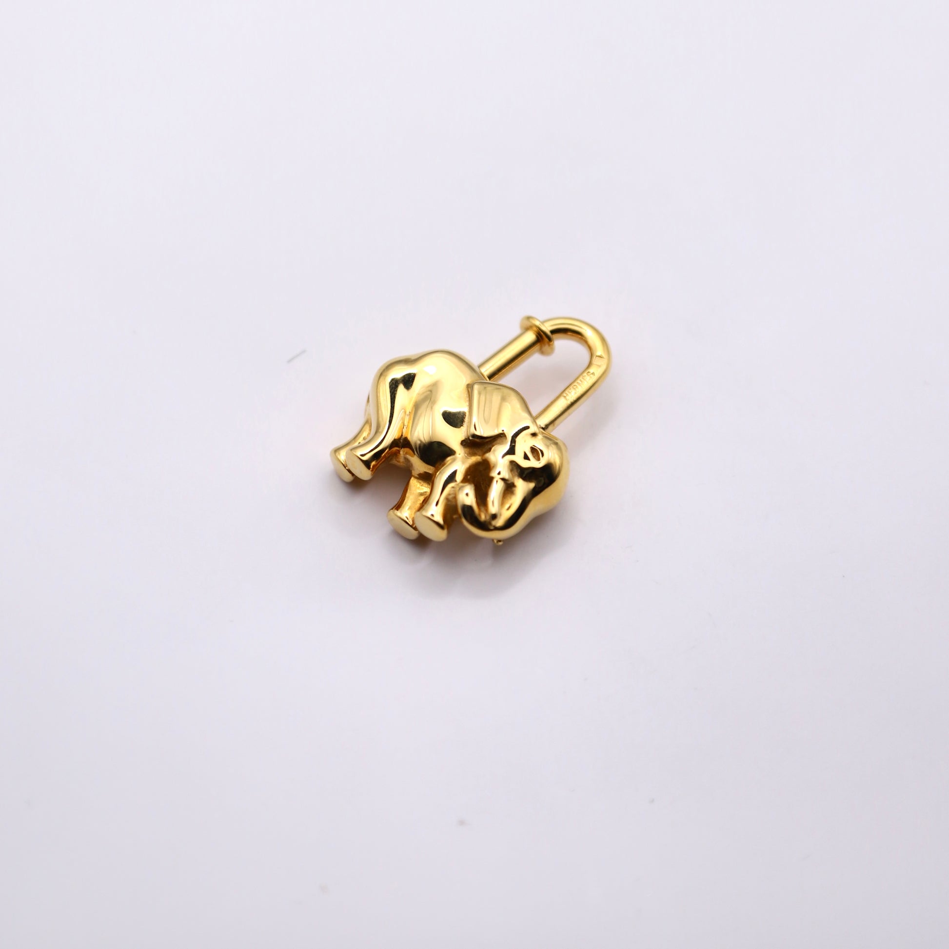 Hermes Cadena Padlock Gold plated Elephant 1997 Limited,side view 2